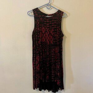 Ecote Urban Outfitters Printed Rayon A-Line Mini Dress Womans Black & Red Size S